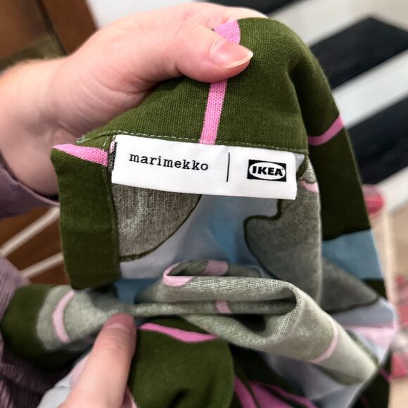 Ikea x Marimekko Bastua Unisex Kimono Robe Rhubarb Leaf Blue Green Pink L/XL - Picture 3 of 5